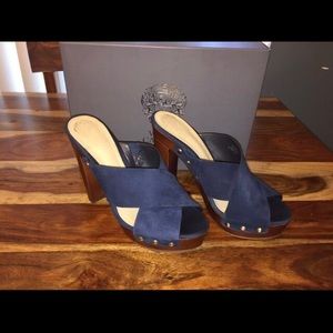 Vince Camuto Clogs Blue Elora Platform - Size 8